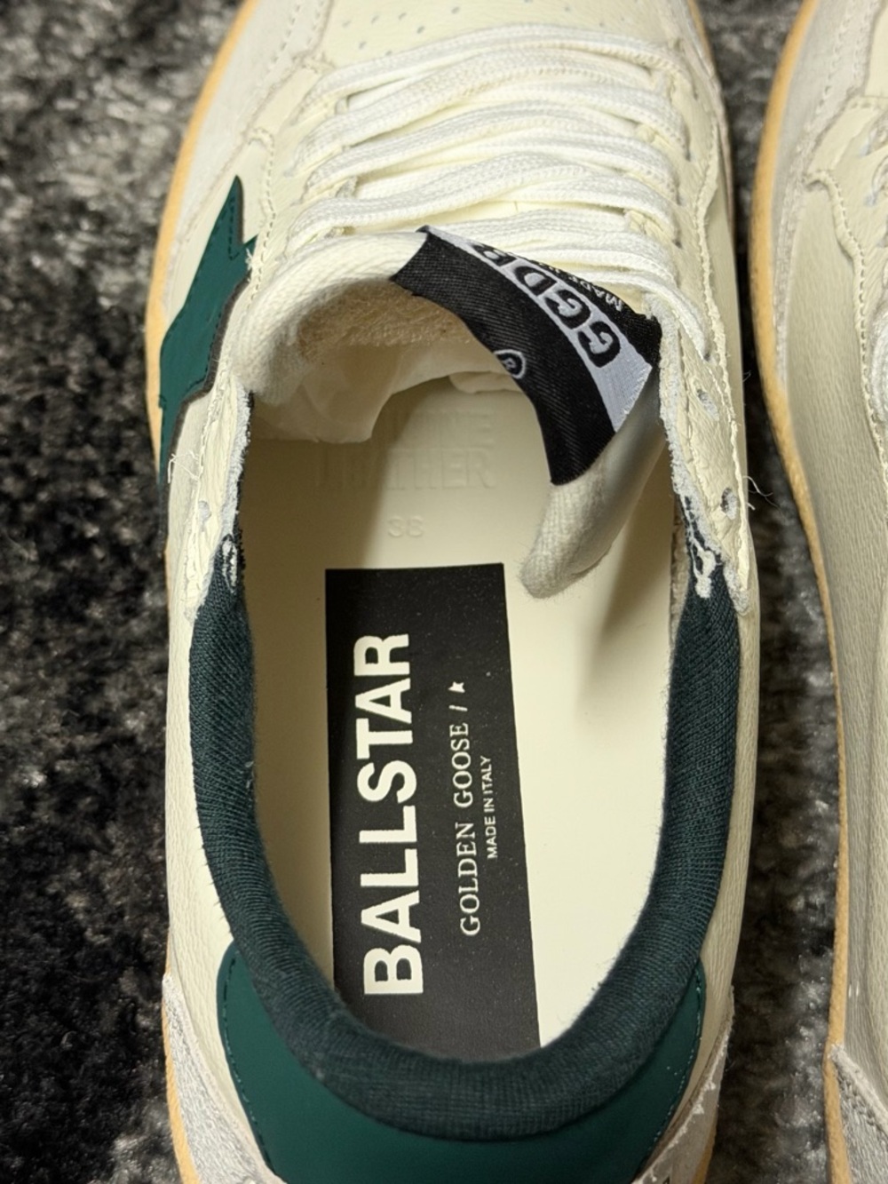 Golden Goose Ball Star White Nappa Green Star and Heel Tab size 38 - Picture 6 of 7